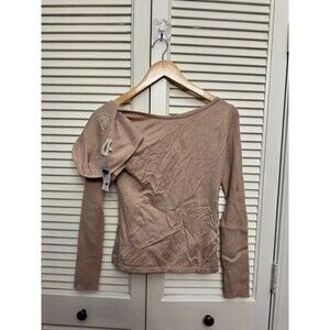 L'Agence Asymmetrical Top Womens Size S Ivory Cream Jenny Basic Long Sleeve